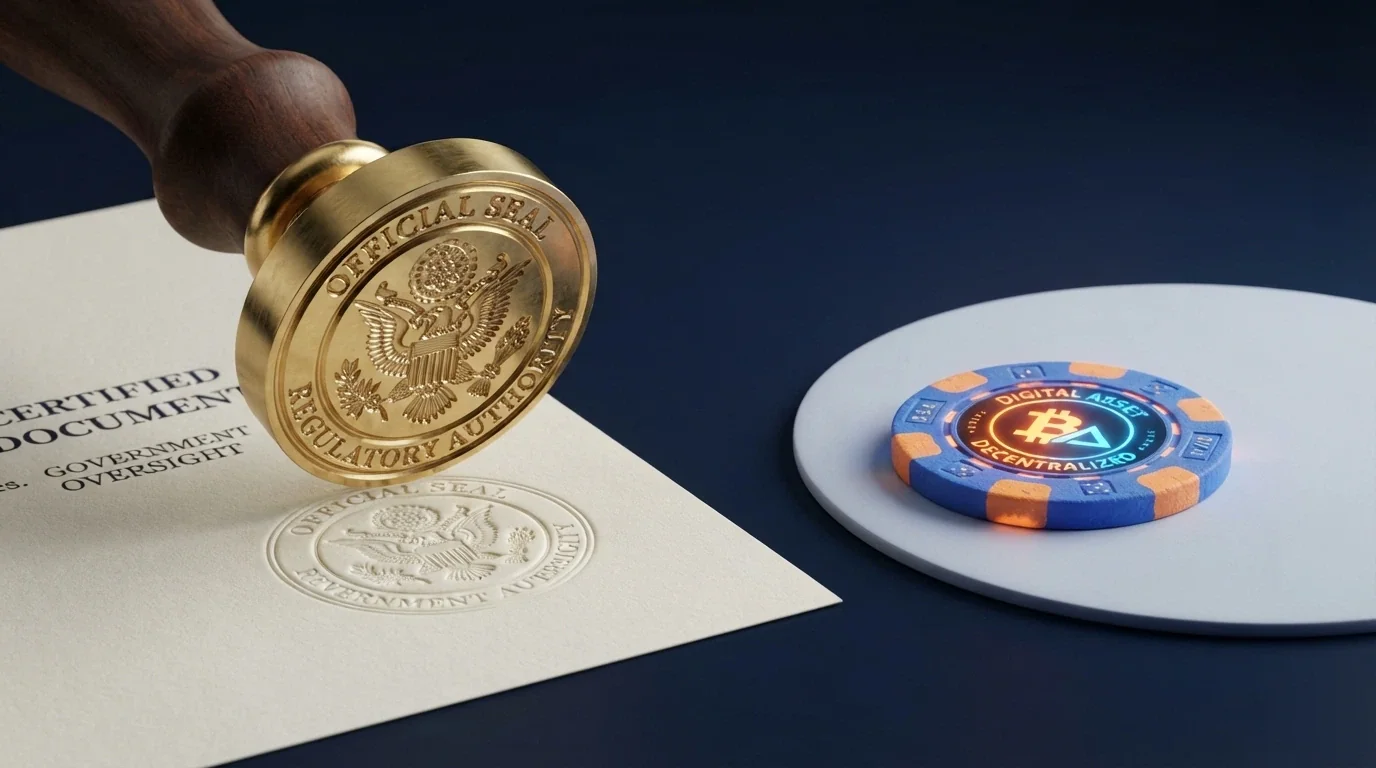 Il logo dell'Agenzia delle Dogane e dei Monopoli accanto a un simbolo di divieto su una moneta Dogecoin