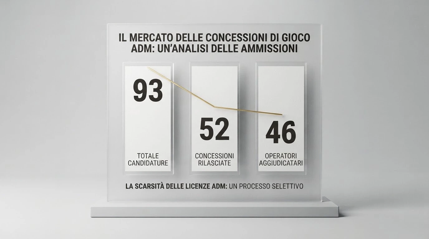Schema del processo di concessione ADM con il numero di domande e concessioni assegnate