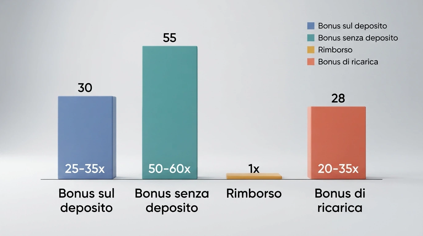 Una tabella comparativa stilizzata con le colonne operatore, bonus, rollover e validità, e le righe dei principali casinò con concessione ADM