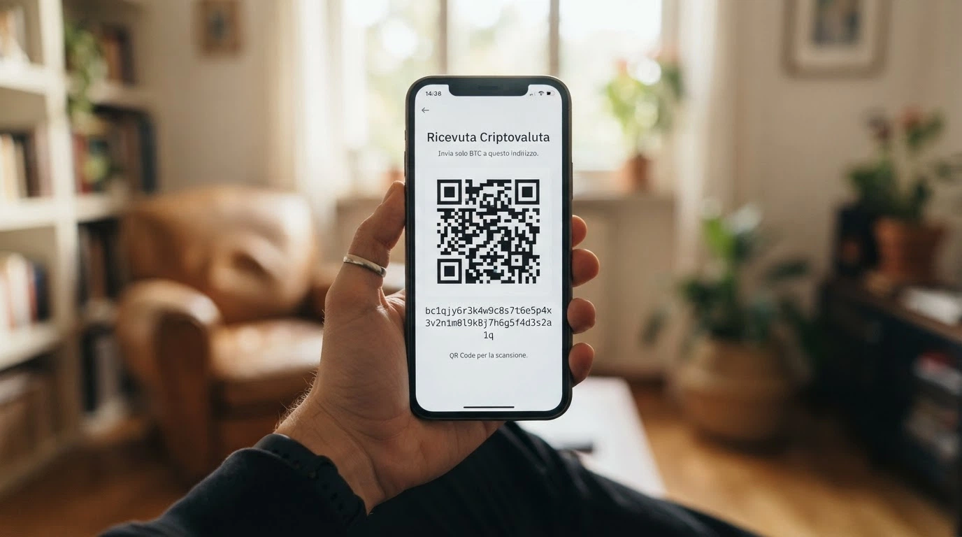 Schermata di deposito in un casinò online con codice QR per inviare Ethereum dal proprio wallet e l'indirizzo del wallet di destinazione in chiaro