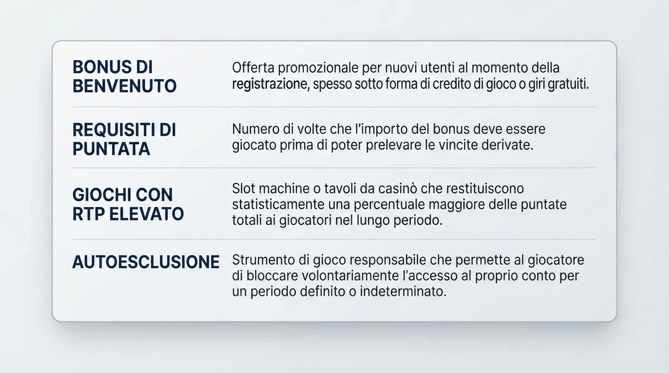Glossario visivo con i termini «non AAMS», «stranieri», «esteri», «senza licenza ADM» affiancati dal loro significato reale per il giocatore italiano