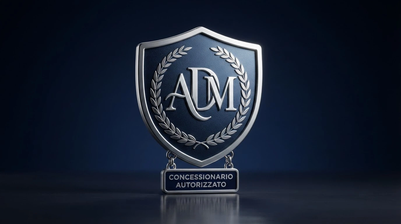 Il logo ufficiale dell'Agenzia delle Dogane e dei Monopoli (ADM) accanto alla dicitura «concessionario autorizzato» e al numero di concessione