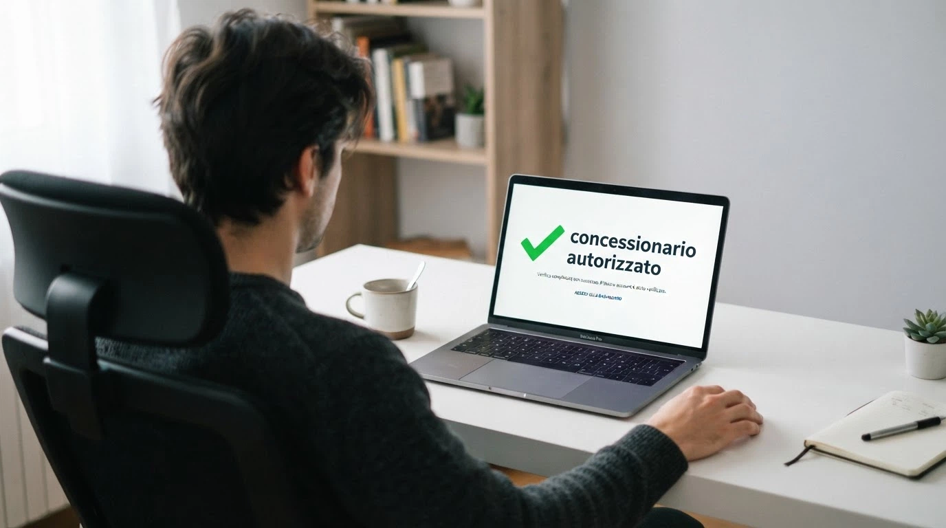 Il logo dell'ADM accanto alla scritta «concessionario autorizzato», sovrapposto a uno schermo che mostra un elenco di operatori legali