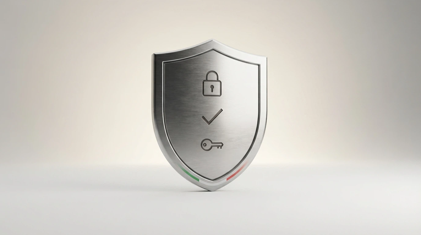 Il logo ufficiale ADM accanto a uno scudo con i simboli delle tutele: fondi separati, RNG certificato, RUA, foro legale italiano