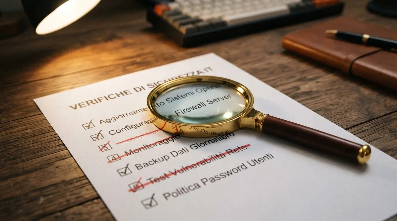 Una lente di ingrandimento su una lista di controllo con voci barrate: registro ADM, termini bonus, rollover, validità, massimale, SPID