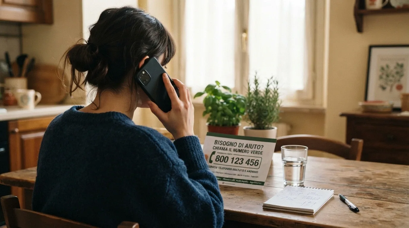 Operatore al telefono con il numero verde 800 55 88 22 in evidenza e logo dell'Istituto Superiore di Sanità