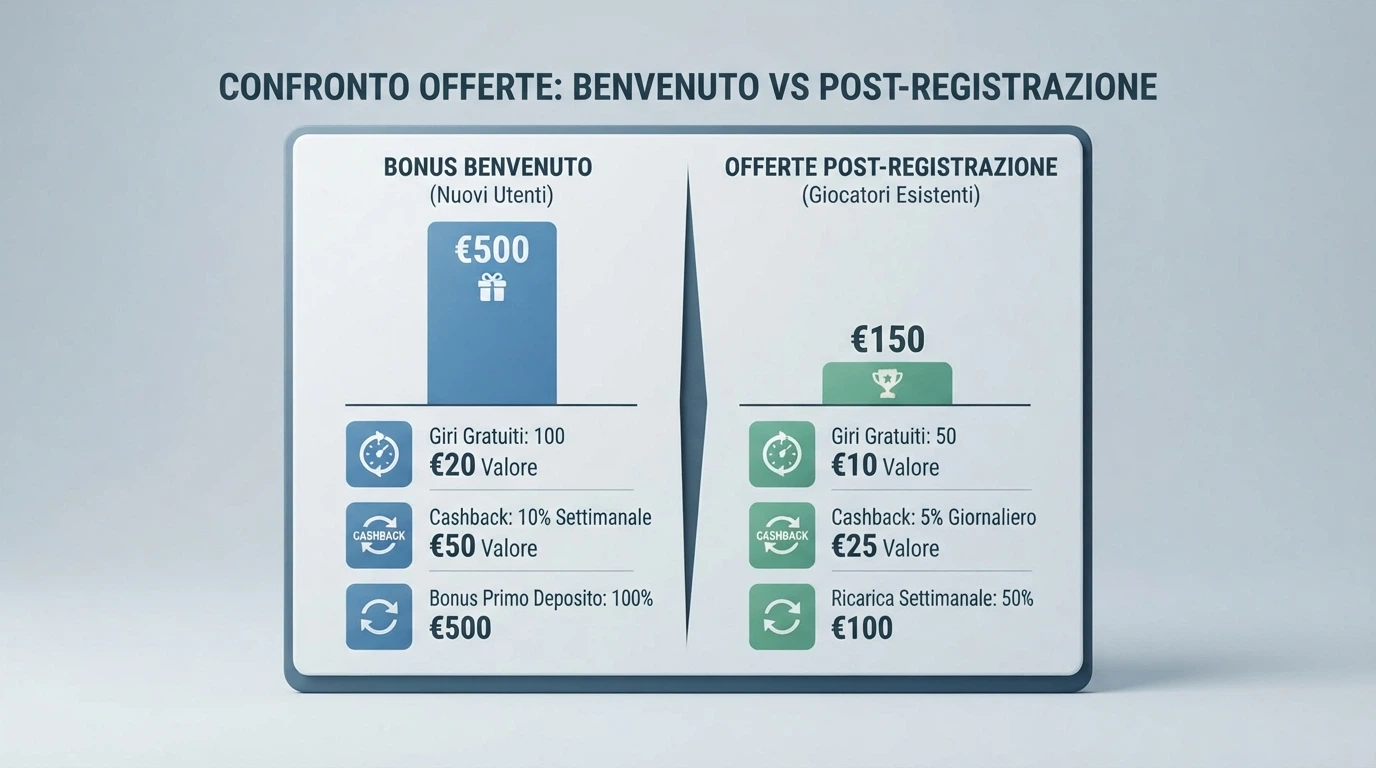 Una tabella comparativa stilizzata con dieci righe e colonne che mostrano nomi di operatori, numeri di licenza GAD e importi dei bonus