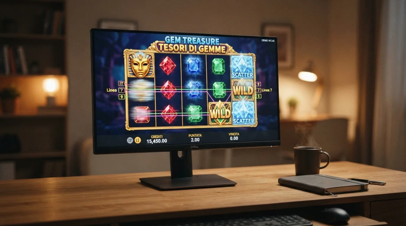 Schermata di una slot machine in versione dimostrativa gratuita con rulli animati e interfaccia in italiano