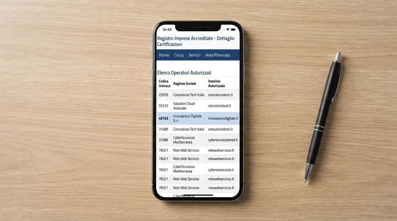 Il sito ufficiale dell'Agenzia delle Dogane e dei Monopoli aperto su un iPhone, con la pagina del registro pubblico dei concessionari e un codice concessione evidenziato
